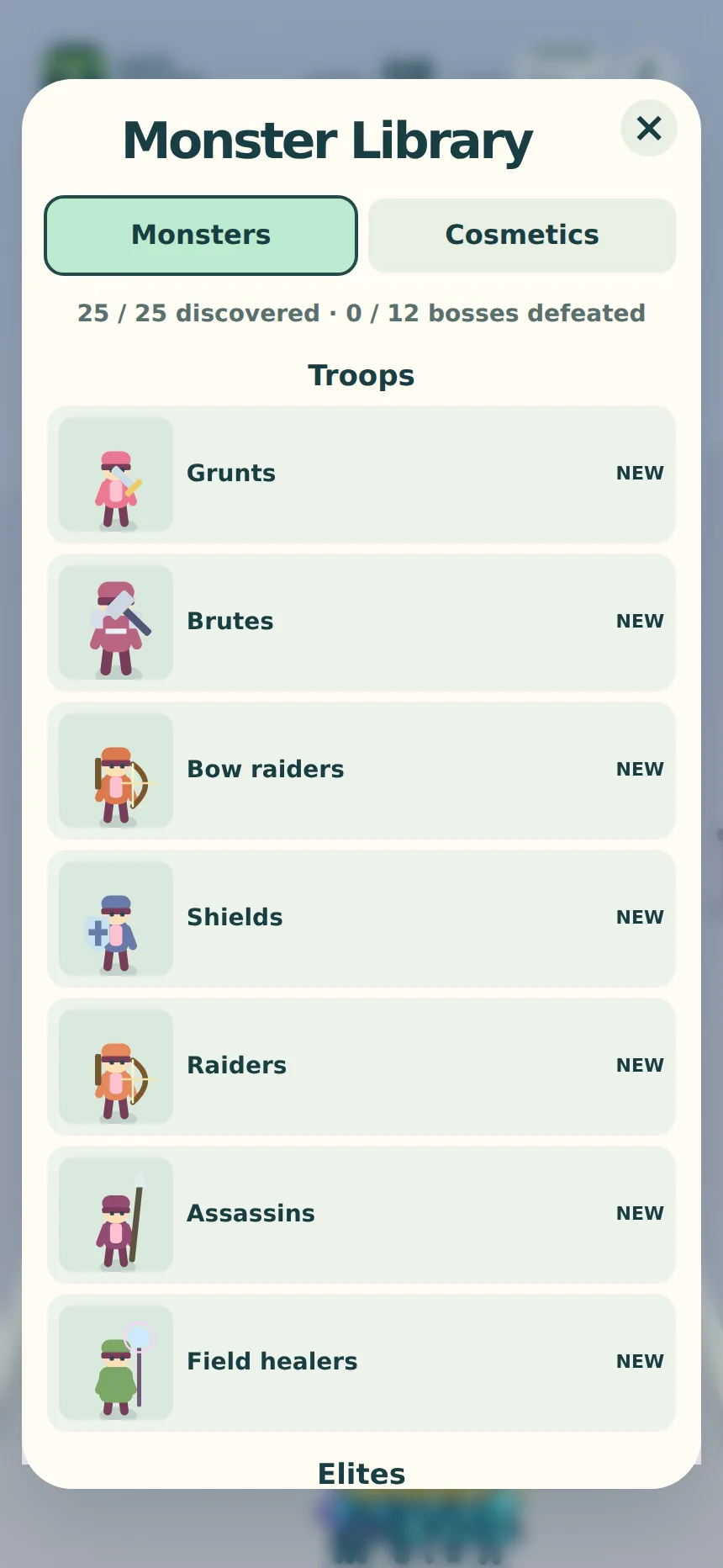 Gate Legion Monster Library listing discovered enemy troops