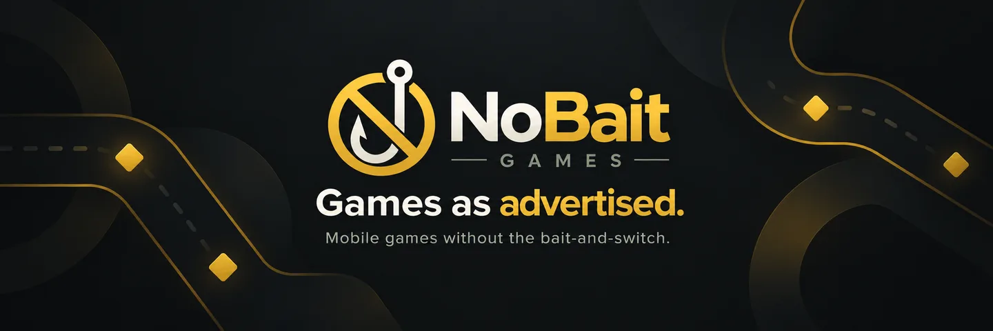 NoBait Games studio banner with the words Games as advertised
